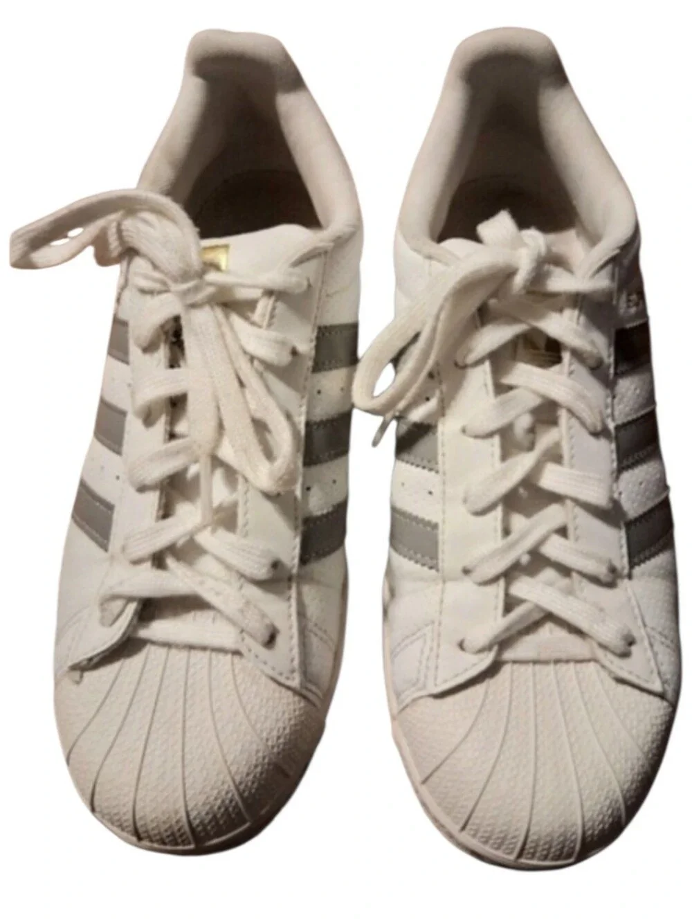 Adidas Originals Superstar White Grey Gold Metallic Sneakers Men 6.5 Athleisure